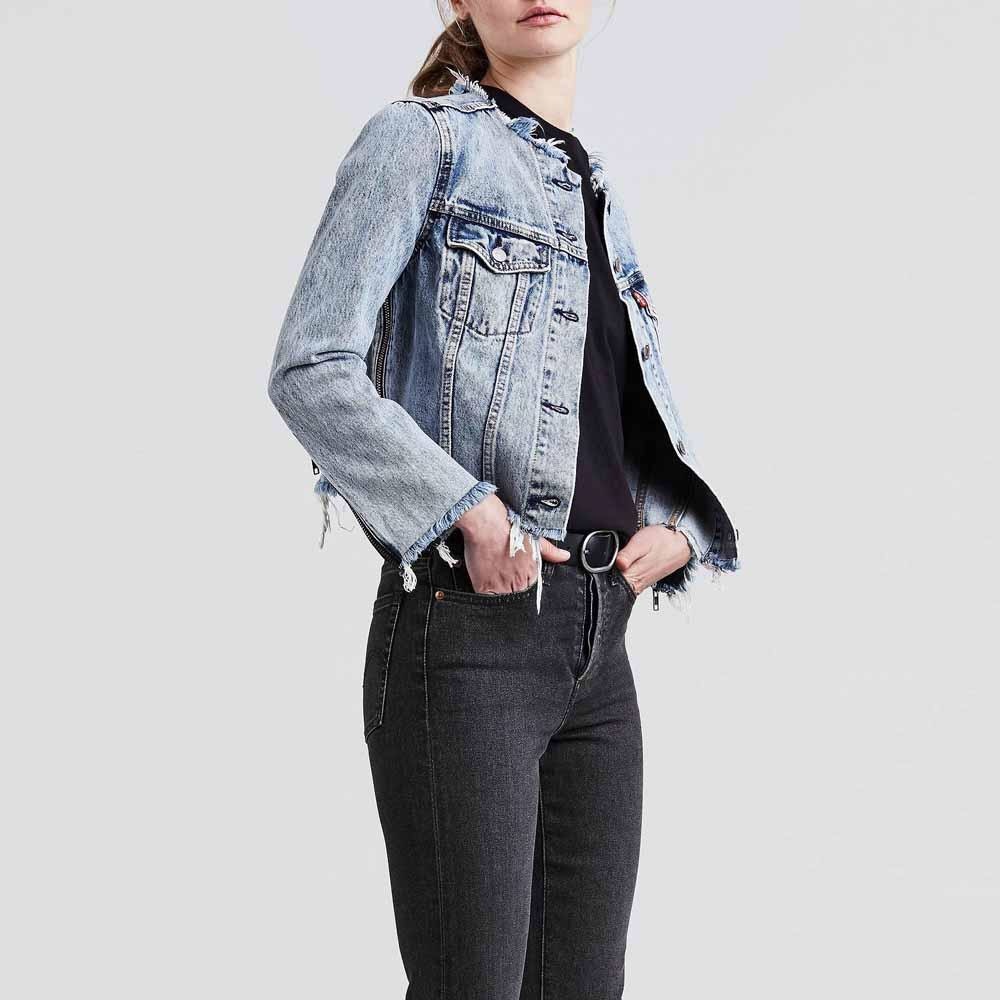 Levi’s altered zip distressed/upcycled jean jacket